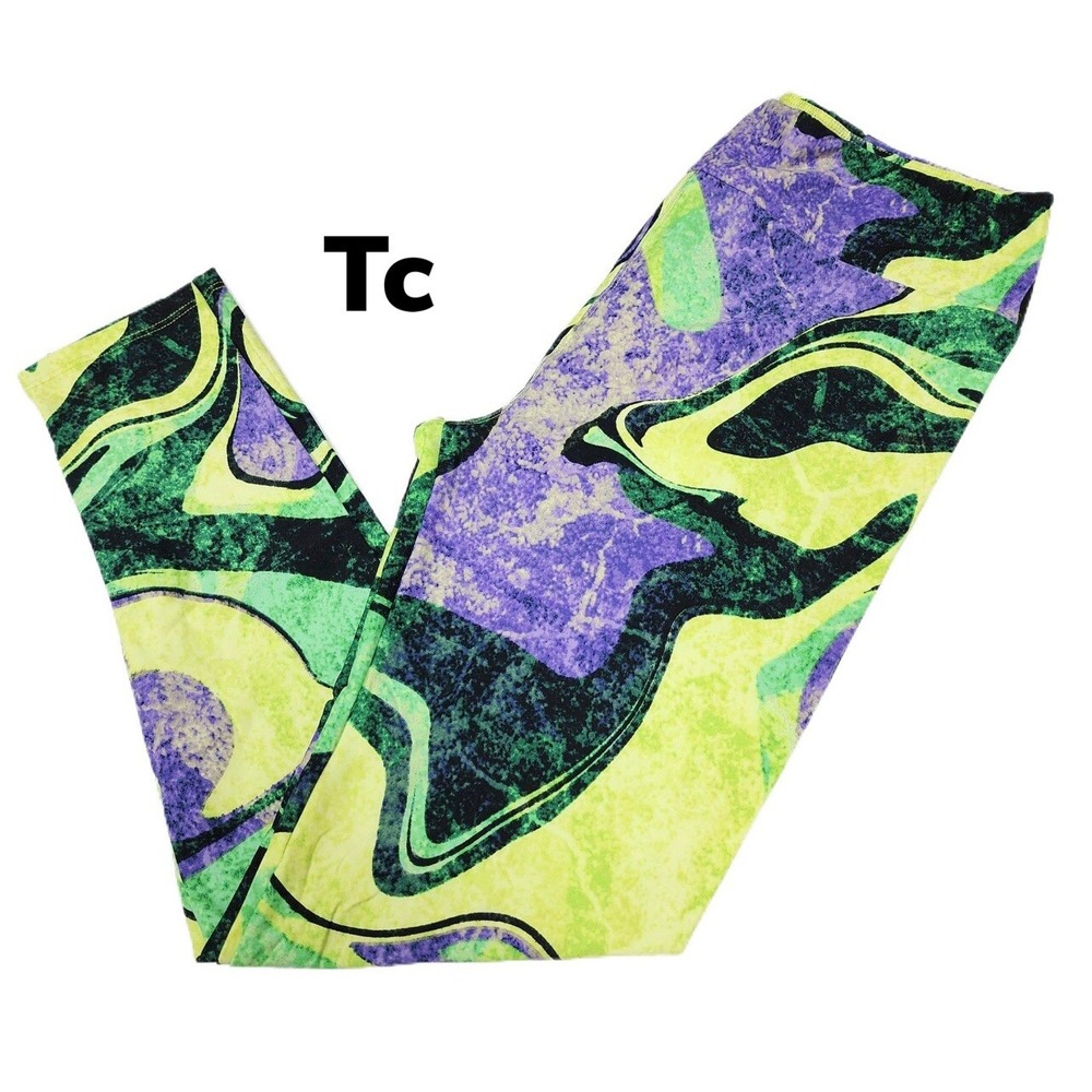 Tc LuLaRoe Leggings Halloween Black Green Purple Swirls Fits 12/18